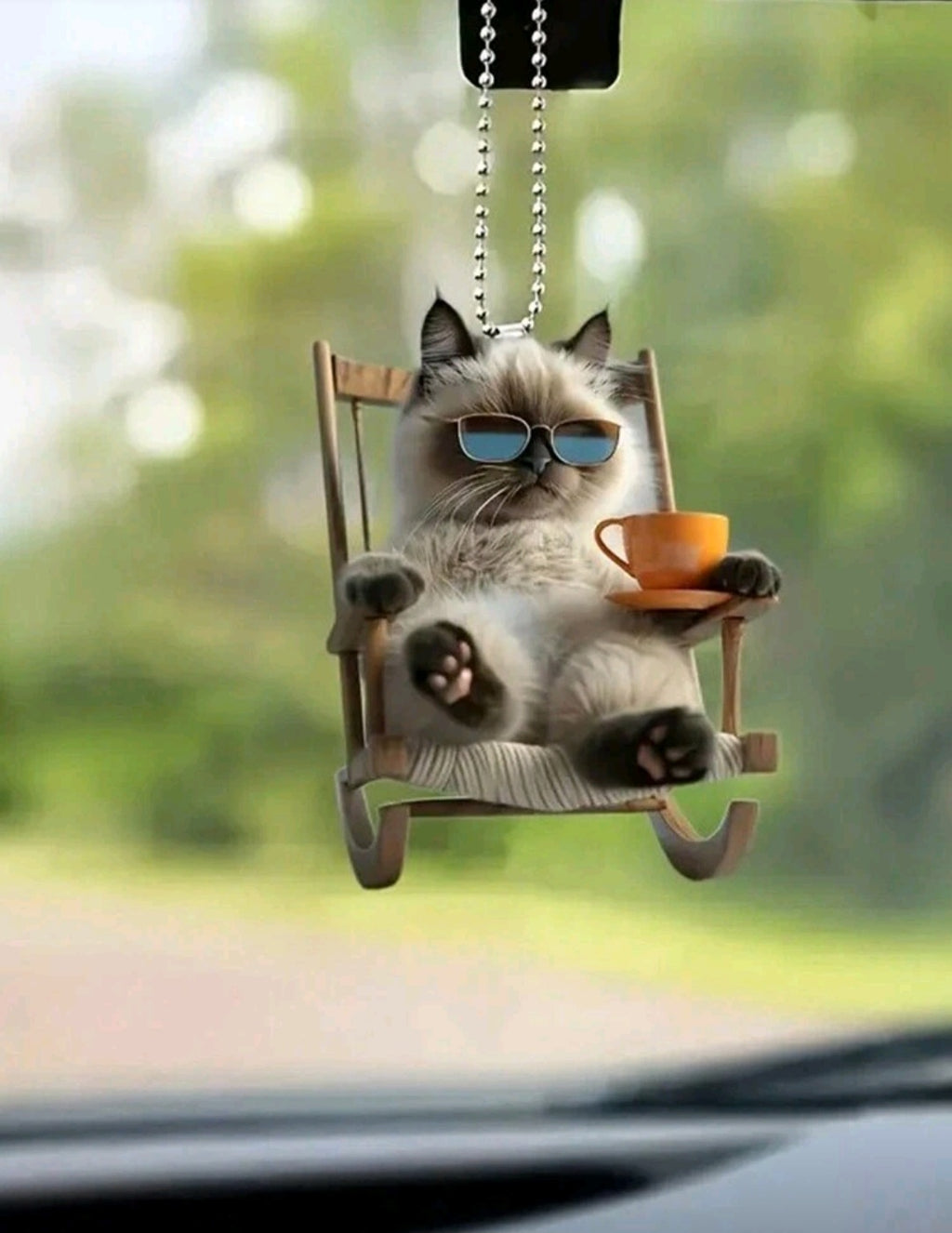 cat mirror pendant