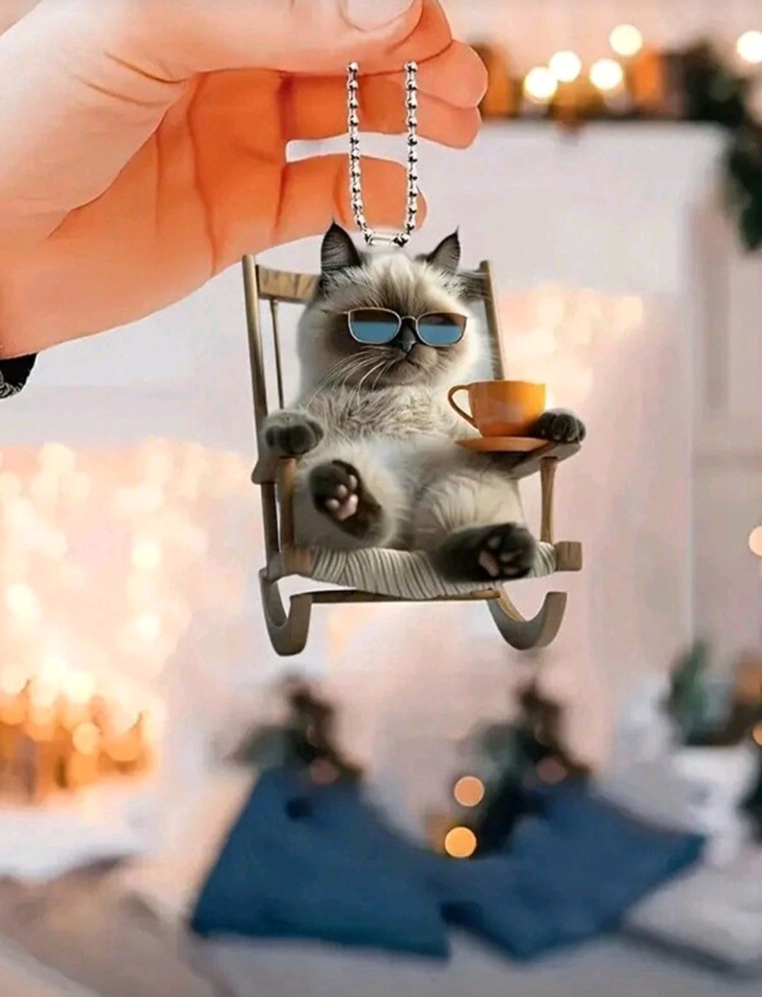 cat mirror pendant